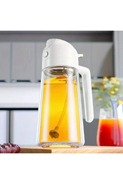 Choice زجاجة رذاذ زيت زجاجية بيضاء سعة 500 مل، 2 في 1، مثالية للمطبخ، مناسبة ...