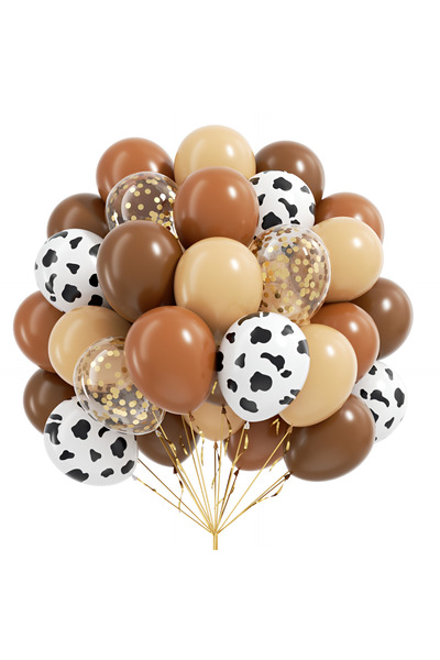 Choice As Picture 60Pcs 60pcs Western Balloons Brown Nude Gold Confetti Cow Print Latex Balloons for Farm C
