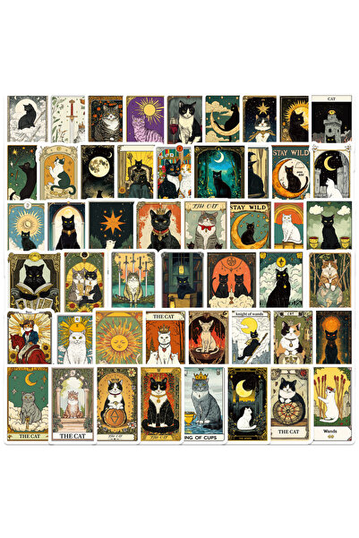 Choice Multicolor 50Pcs Vintage Classic Cat Style Tarot Stickers Decals For L...