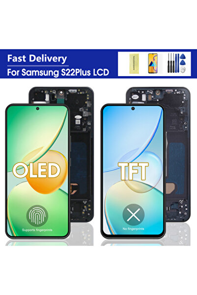 Choice4 إطار أسود من OLED لجهاز S22 Plus، شاشة OLED/TFT LCD تعمل باللمس مع إط...