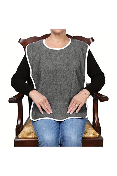 Choice مريلة للكبار من 1/4 قطعة باللون الرمادي للرجال والنساء مناسبة لكبار السن من القماش المقاوم للبقع