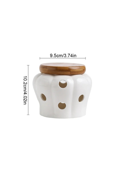 Choice White JUSTINLAU Ceramic Garlic Storage Jar Pumpkin Shape with Lid Garlic Head Ginger Chili Pepper St