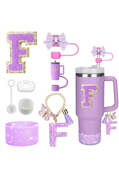 Choice مجموعة ملحقات من 8 قطع لكوب ستانلي الأرجواني سعة 30 أونصة و40 أونصة، ت...