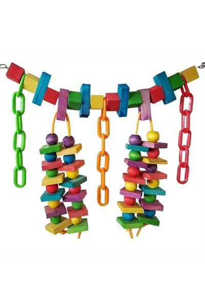 Choice قفص ببغاء جديد ملون، ألعاب خشبية للببغاء، حبل معلق، مقاوم للعض، متعدد الألوان...