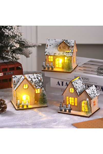 Choice 3PCS-ABC LED Wooden Christmas House Village Unfinished Xmas Snow House...