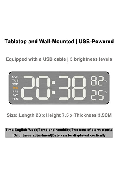 Choice A-Black Shell Mirror Brushed Finish Wall Clock Premium Feel Silent Wall Clock Table Alarm Clock Temp