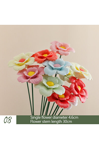 Choice 5 قطع عشوائية من الزهور الخزفية، 8 قطع، زهور صناعية مصنوعة يدويًا في د...