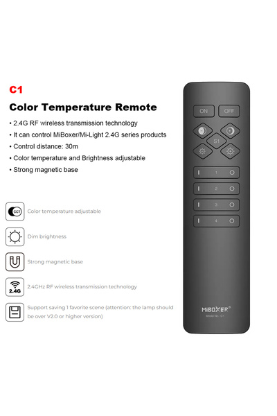 Choice مصباح C1 Miboxer C1 بتردد 2.4 جيجاهرتز، 4 مناطق، تحكم لاسلكي في درجة ح...