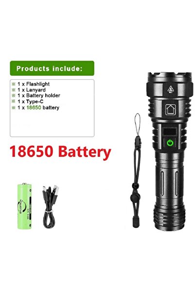 Choice مصباح يدوي فائق القوة، يعمل ببطارية 18650، بقوة إضاءة 10000000 لومن، ق...