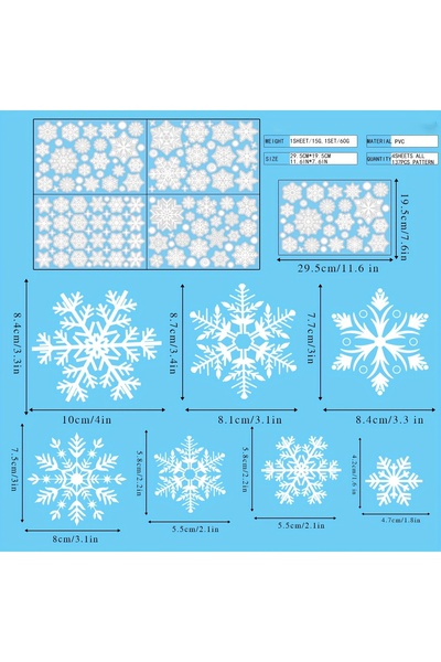 Choice ٤ أوراق/مجموعة ملصقات نوافذ عيد الميلاد - ندفة ثلج بيضاء ثابتة وزينة ش...