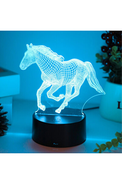 Choice مصباح ليلي ثلاثي الأبعاد على شكل حصان، مزود بإضاءة RGB، يعمل بمنفذ USB، قابل للتعديل باللمس، يضفي أجواءً مميزة على غرفة النوم، ويُستخدم كإضاءة ليلية زخرفية.
