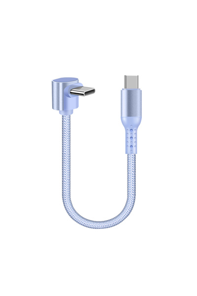 Choice65 كابل USB-C إلى USB-C قصير بطول 0.15 متر باللون الأرجواني، بزاوية 90 ...
