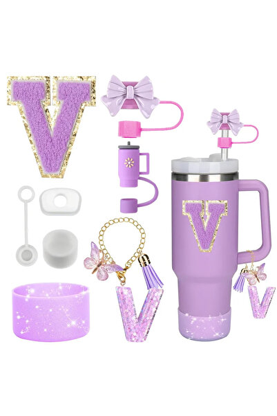 Choice مجموعة ملحقات V-Purple-8pcs لأكواب ستانلي الأرجوانية سعة 30 أونصة و40 ...