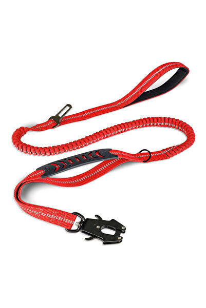 Choice طوق كلاب تكتيكي أحمر اللون، مزود بمقبضين مبطنين ومشبك معدني، وحزام أما...