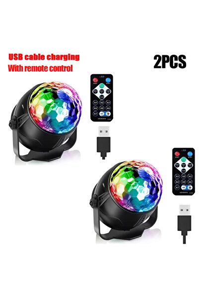 Heinast مصباح ديسكو LED RGB دوار مع جهاز تحكم عن بعد، مزود بمنفذ USB وجهاز تح...