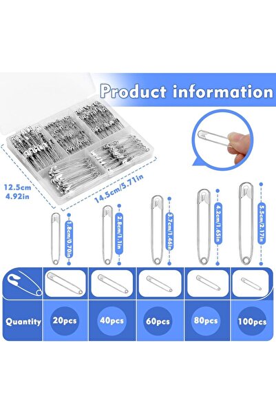 choice2 300pcs 5sizes 200/300/350/500pcs Safety Pins Small and Large Heavy Du...