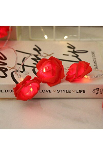 Choice سلسلة زهور LED حمراء بطول 1.5 متر، باقة ورود صناعية، إكليل زينة رومانس...