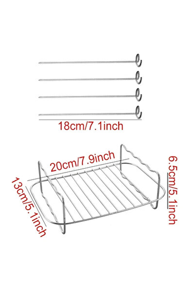 Choice رف شواء مستطيل متعدد الطبقات قابل للفصل، رف خبز للقلاية الهوائية، رف ف...