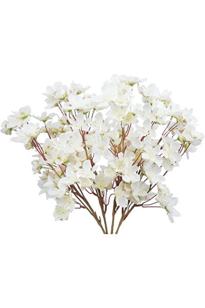 Choice زهور كرز صناعية بلون أبيض حليبي، 40 سم، زهور خوخ حريرية، نباتات صناعية...