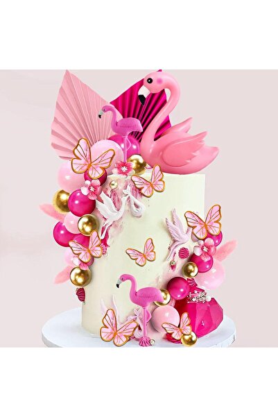 choice2 31 قطعة من زينة كعكة فلامنجو، زينة كعكة فراشة وردية، زينة كعكة بطابع ...