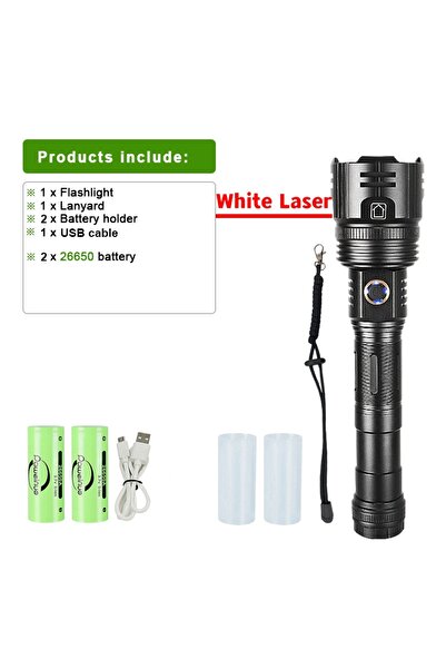 Choice مصباح ليزر أبيض جديد ببطارية 26650 سعة 12000 مللي أمبير، بقوة إضاءة فائقة تصل إلى 1000000 لومن