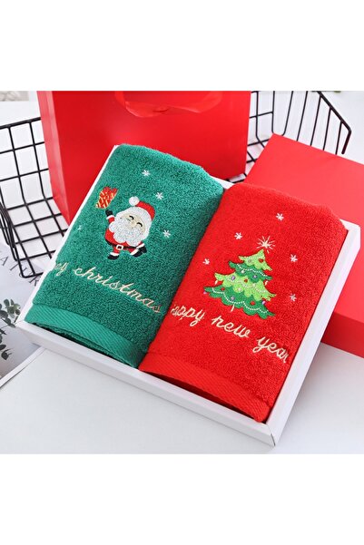 Choice A 2pcs Christmas Towel Pure Cotton Home Bathroom Christmas Gift Box To...