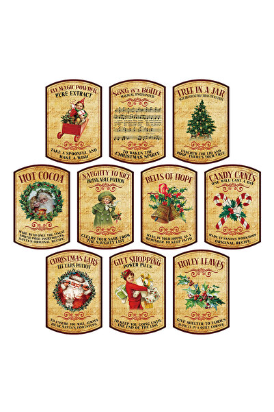 Choice مجموعة ملصقات زجاجات نبيذ بنكهة عيد الميلاد، 9 قطع (15×10 سم)، 10 قطع،...