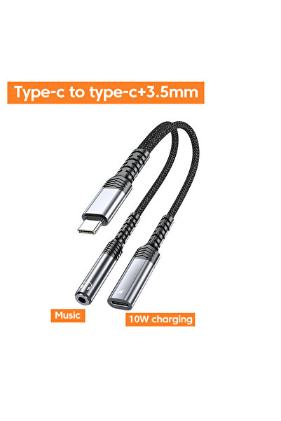 Choice محول صوت سماعة رأس/مدخل صوتي/مدخل مساعد/مدخل صوتي 3.5 ملم 60 واط 2 في 1 من النوع C إلى مقبس 3.5 ملم