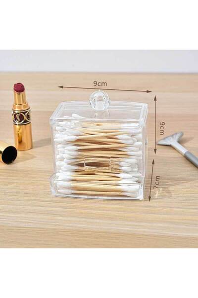 Choice Sph.P.C Cotton Swab Storage Box Dispenser Cotton Pad Holder with Lid, Bathroom Storage Container Art