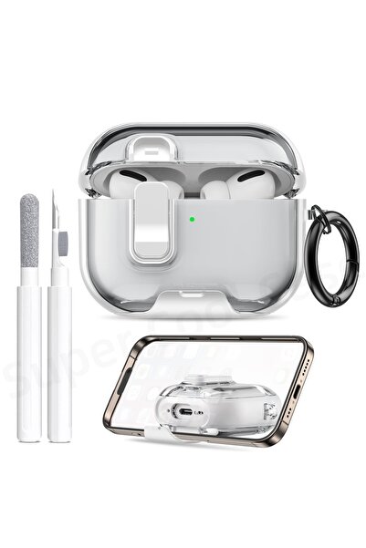 Choice جراب حماية أبيض لسماعات AirPods Pro 3 مع قلم، إصدار 2025، مزود بحامل ل...