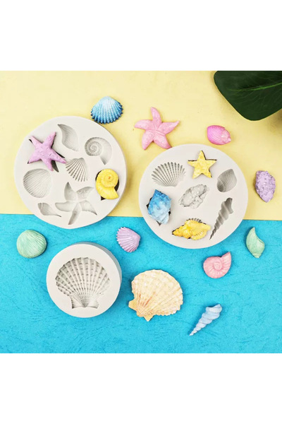 Choice مجموعة قوالب صدفية رمادية اللون مكونة من 3 قطع، ذات شكل غير منتظم، منا...