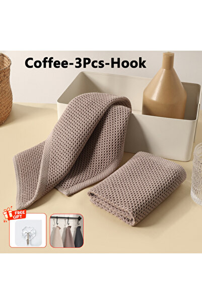 Choice قهوة - 3 قطع - منشفة قطنية ناعمة ماصة للأطباق، مناشف مطبخ، منشفة على ش...
