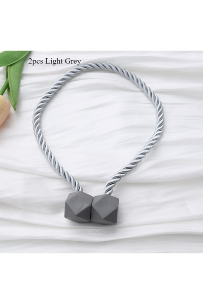 Choice 2pcs Light Grey Strong Magnetic Curtain Strap - Modern Twisted Rope De...