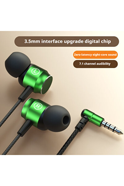 Choice سماعات رأس خضراء بتصميم معدني، صوت ستيريو 6D، منفذ 3.5 ملم، سماعات ألع...