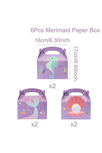 Choice 16×17 سم، 6 أكياس ورقية هدايا بتصميم حورية البحر، مصنوعة من لؤلؤ المحي...