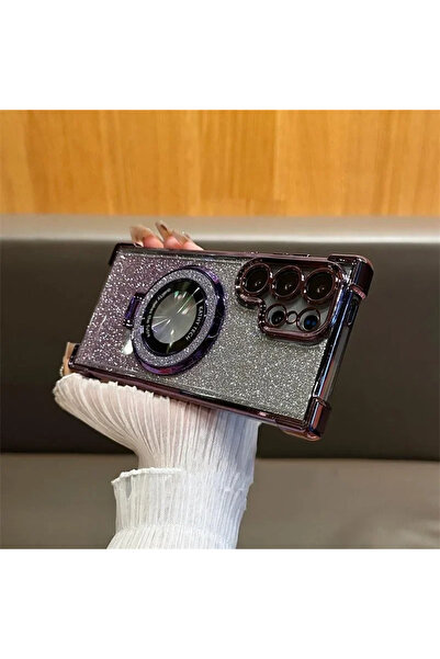 Choice غطاء لامع فاخر مطلي بمغناطيس، مقاوم للصدمات، بلون بنفسجي فائق، لهاتف س...