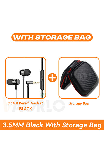 Choice سماعات أذن للألعاب، سوداء اللون، مقاس 3.5 ملم، مع حقيبة، بتقنية 9D HIF...