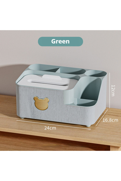 Choice L Green Multi functional desktop storage box, Equipped with a tissue box, Can also be used as a home