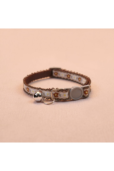 Choice brown Hand Knitting Flower Pet Collar With Bell Colorful Retro Style Cat Collar Adjustable Safety Ne