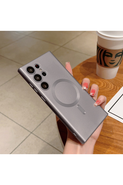 Choice غطاء سيليكون مغناطيسي أصلي رمادي اللون لهاتف سامسونج S25، متوافق مع MagSafe، متوفر أيضًا مع هواتف S25، S23، S22، S21، S24 Ultra Plus.