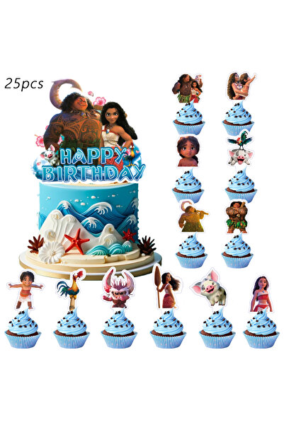 Choice مينيسو - ٢٥ قطعة من زينة كعكة موانا، زينة كب كيك، لوازم حفلات عيد ميلا...