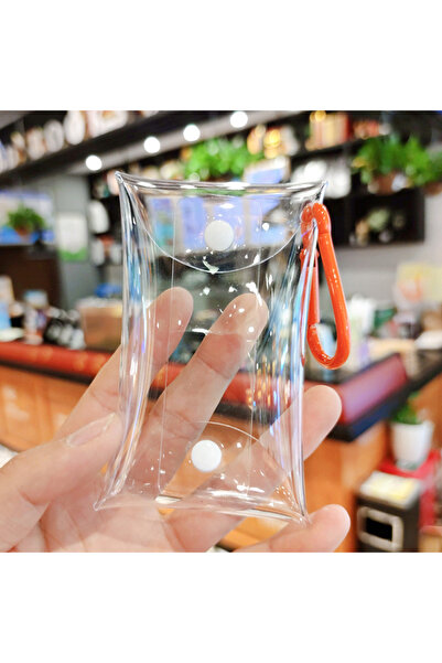 Choice 5.5x8.5cm Orange Small Transparent Coin Purse PVC Clear Mini Female Pu...