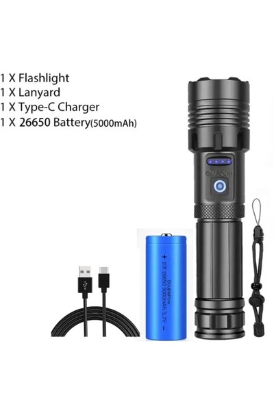 Choice بطارية XPH120 26650، مصباح يدوي LED قوي XHP120، مصباح يدوي عالي الطاقة XHP90 قابل لإعادة الشحن