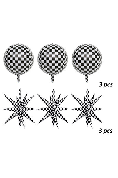 Choice Other 6 Pieces 6-Pack 22inch Explosive Star Black and White Checkered ...