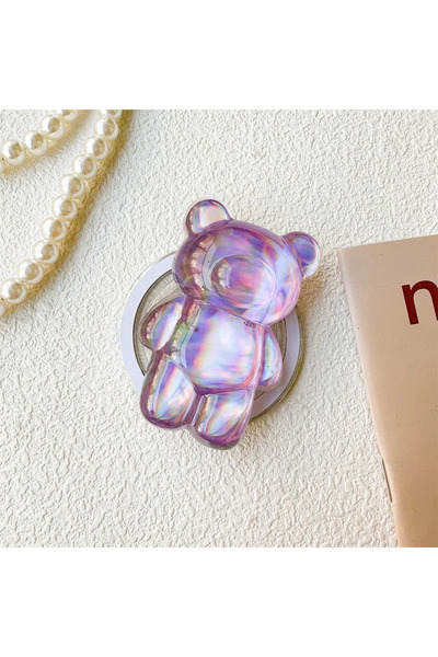 choice2 حامل هاتف مغناطيسي بتصميم دب ليزري كرتوني لطيف باللون الأرجواني، يدعم...