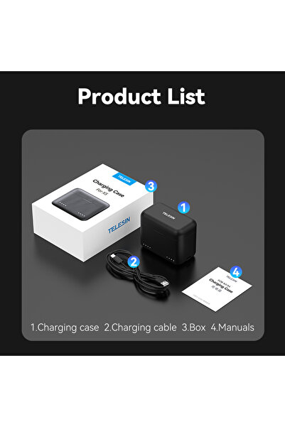 Choice For Insta 360 X5 TELESIN Battery Charger For Insta360 X5 Battery 2 Slo...