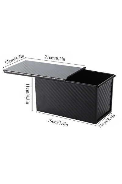 Choice قالب خبز مستطيل أسود اللون بغطاء منزلق لصنع خبز العجين المخمر، يتضمن مكشطة عجين وأداة تقطيع.