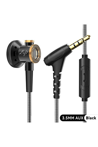 Choice سماعات أذن داخلية سوداء معدنية عالية الدقة 3.5 ملم/Type-C برأس مسطح وم...