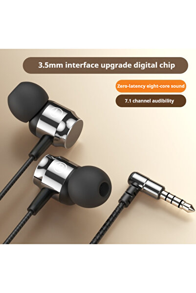 Choice سماعات رأس سوداء بتصميم معدني، صوت ستيريو 6D، منفذ 3.5 ملم، سماعات أذن...