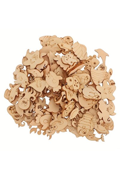 Choice ٥٠ قطعة من شرائح الخشب على شكل حيوانات بحرية، مناسبة للأعمال اليدوية، ...